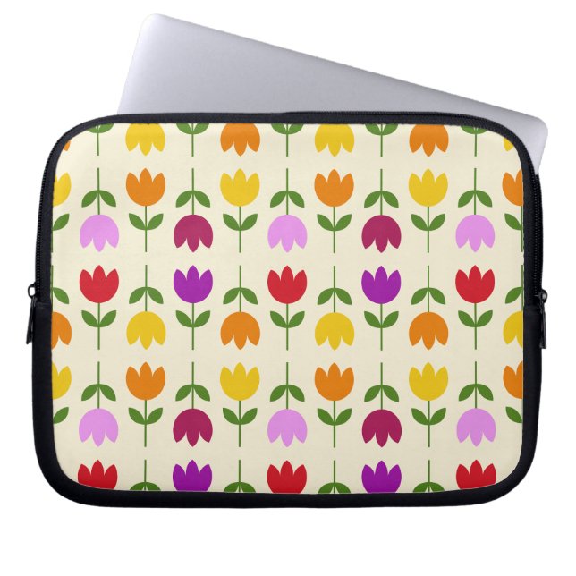 Scandinavische stijl Kleurrijk op CRM Bloempatroon Laptop Sleeve (Voorkant)