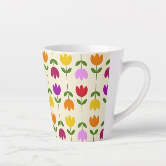 Scandinavische stijl Kleurrijk op CRM Bloempatroon Latte Mok (Rechts)