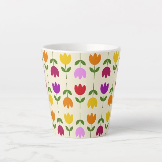 Scandinavische stijl Kleurrijk op CRM Bloempatroon Latte Mok (Voorkant)