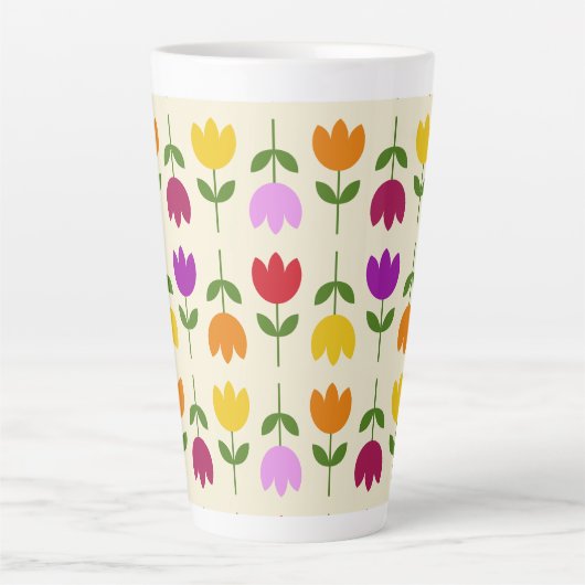 Scandinavische stijl Kleurrijk op CRM Bloempatroon Latte Mok (Voorkant)