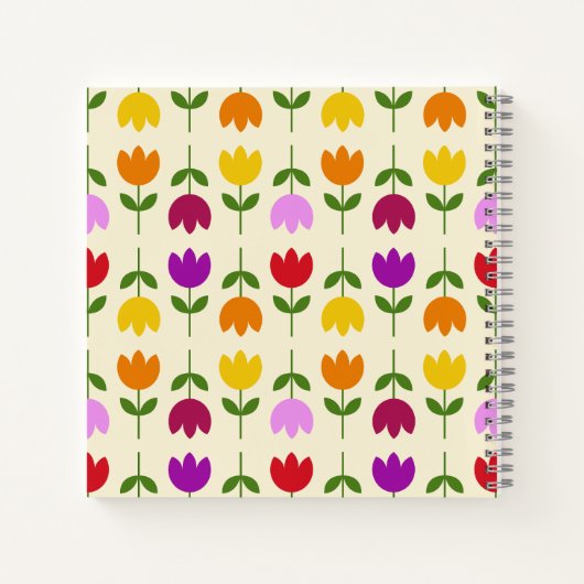 Scandinavische stijl Kleurrijk op CRM Bloempatroon Notitieboek (Achterkant)