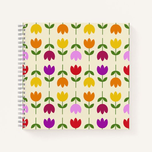 Scandinavische stijl Kleurrijk op CRM Bloempatroon Notitieboek (Voorkant)