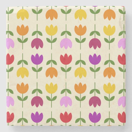 Scandinavische stijl Kleurrijk op CRM Bloempatroon Stenen Onderzetter (Voorkant)