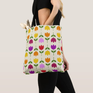 Scandinavische stijl Kleurrijk op CRM Bloempatroon Tote Bag