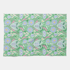 Scandinavische stijl kunst keukenhanddoek in groen