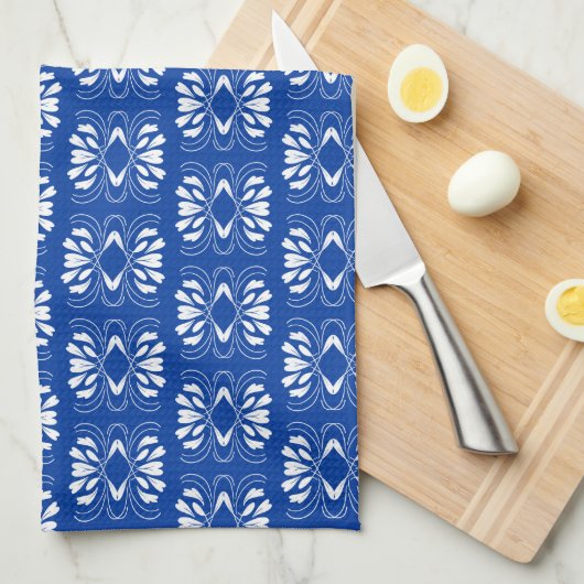 Scandinavische stijl Modern Blauw Fair Design Theedoek (Quarter Fold)