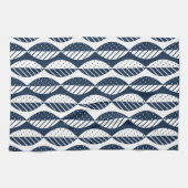 Scandinavische stijlbladeren, Navy Blue en White Theedoek (Horizontaal)
