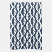 Scandinavische stijlbladeren, Navy Blue en White Theedoek (Verticaal)