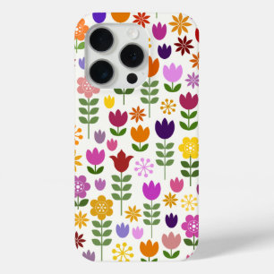 Scandinavische stijlbloemen groot patroonpatroon iPhone 15 pro case