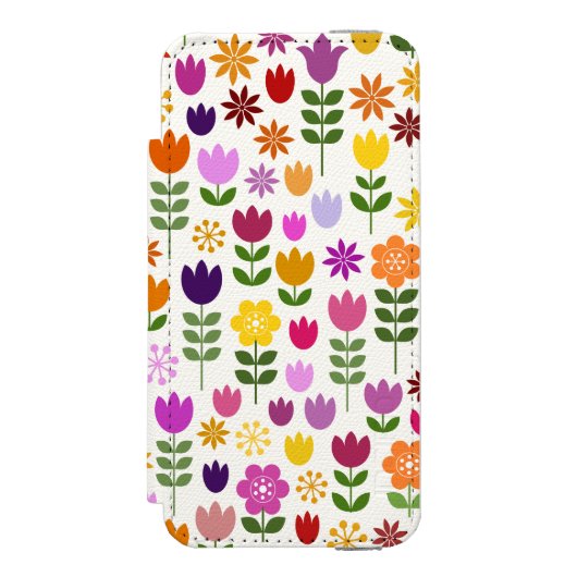 Scandinavische stijlbloemen groot patroonpatroon incipio iPhone portemonnee hoesje (Voorkant Agenda)