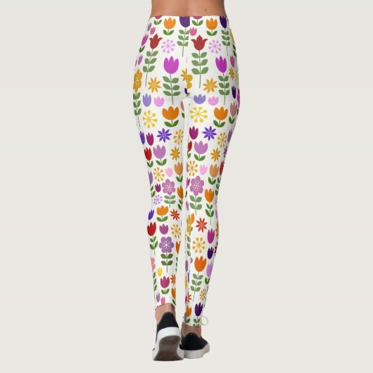 Scandinavische stijlbloemen groot patroonpatroon leggings (Achterkant)