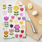 Scandinavische stijlbloemen groot patroonpatroon theedoek (Quarter Fold)