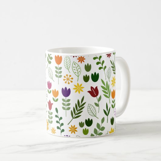 Scandinavische stijlflora en fauna Big Pattern Koffiemok (Voorkant rechts)