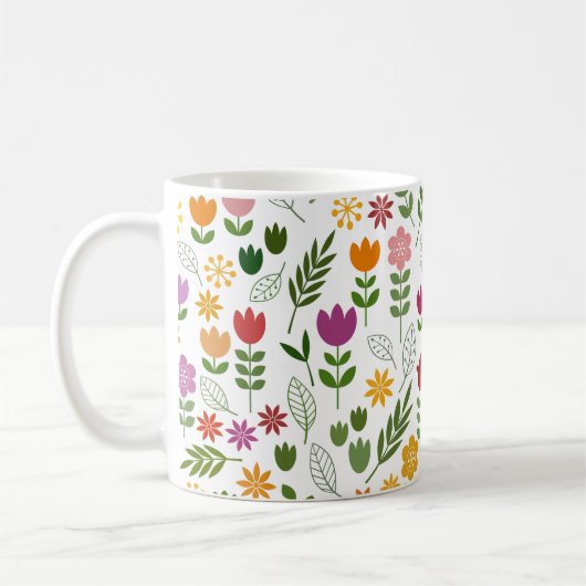 Scandinavische stijlflora en fauna Big Pattern Koffiemok (Links)
