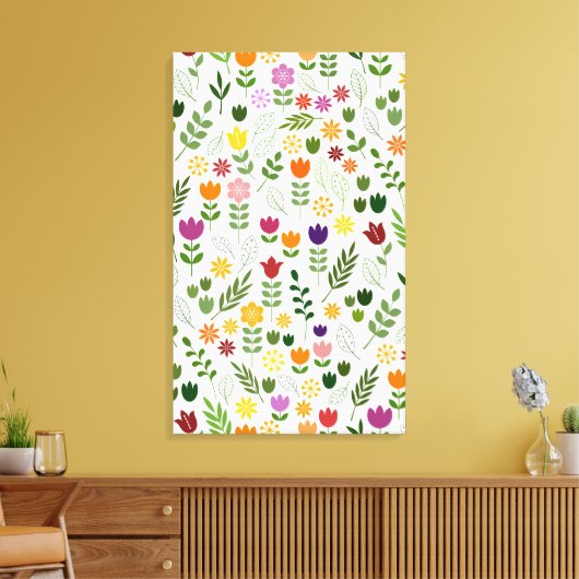 Scandinavische stijlflora en fauna canvas afdruk (Insitu (Woonkamer))