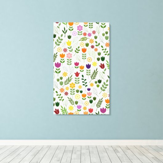 Scandinavische stijlflora en fauna canvas afdruk (Insitu (Houten vloer))