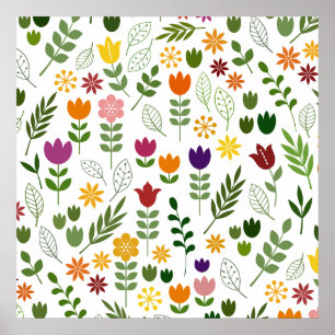 Scandinavische stijlflora en fauna poster