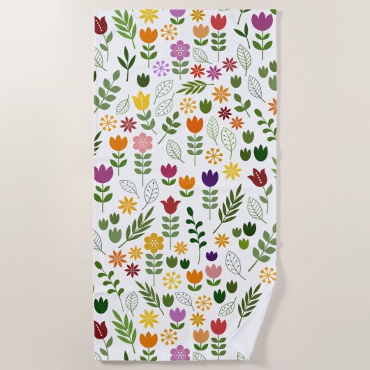 Scandinavische stijlflora en fauna strandlaken (Voorkant)