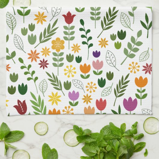 Scandinavische stijlflora en fauna theedoek (Gevouwen)