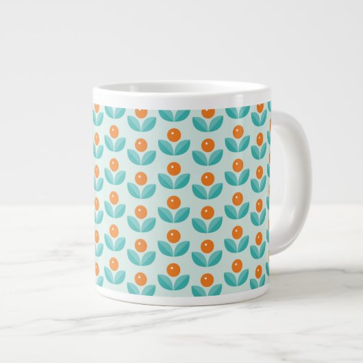 Scandinavische stijlgeometrisch Oranje patroon Grote Koffiekop (Voorkant rechts)