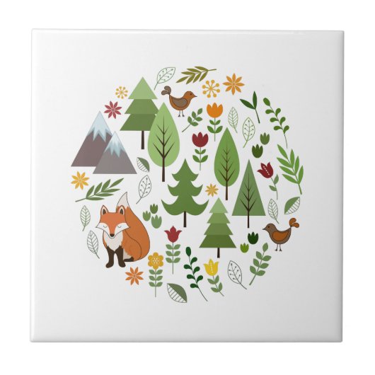 Scandinavische stijlillustraties Circle Tegeltje (Voorkant)