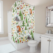 Scandinavische stijlillustraties op het Cream Patt Douchegordijn (In situ)