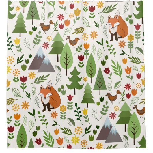 Scandinavische stijlillustraties op het Cream Patt Douchegordijn (Voorkant)