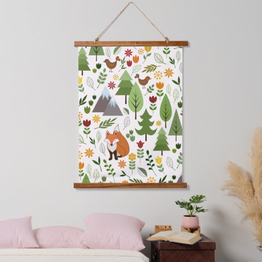 Scandinavische stijlillustraties op het Cream Patt Hangend Wandkleed (Slaapkamer)