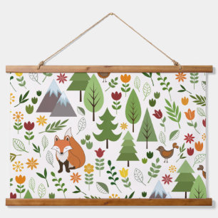 Scandinavische stijlillustraties op het Cream Patt Hangend Wandkleed