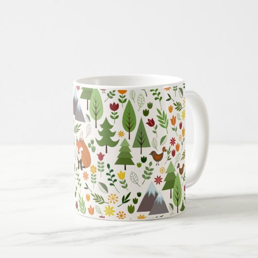 Scandinavische stijlillustraties op het Cream Patt Koffiemok (Voorkant rechts)