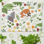 Scandinavische stijlillustraties op het Cream Patt Theedoek (Gevouwen)