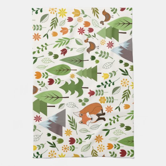 Scandinavische stijlillustraties op het Cream Patt Theedoek (Verticaal)