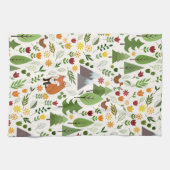 Scandinavische stijlillustraties op het Cream Patt Theedoek (Horizontaal)