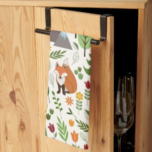 Scandinavische stijlillustraties op het Cream Patt Theedoek