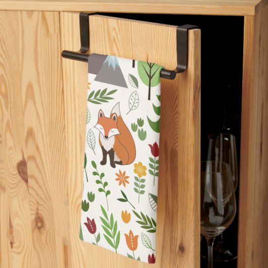 Scandinavische stijlillustraties op het Cream Patt Theedoek (Derde Gevouwen)