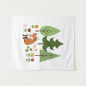 Scandinavische Stijlvos Bloemen en Tekst Wandkleed (Voorkant (horizontaal))