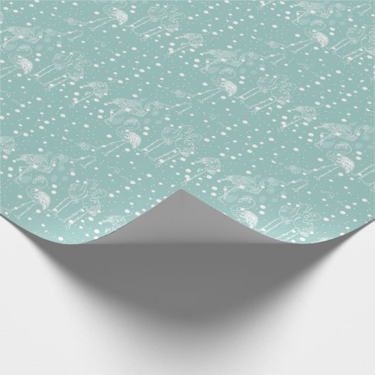 Scandinavische stijlwitte vlammen op licht Blauwgr Cadeaupapier (Hoek)