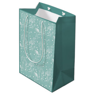 Scandinavische stijlwitte vlammen op licht Blauwgr Medium Cadeauzakje