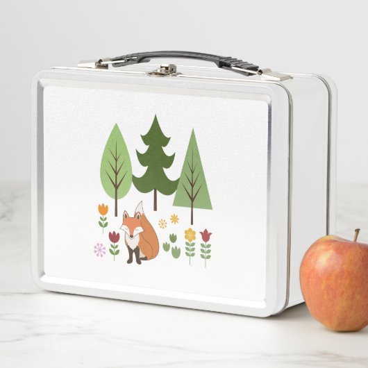 Scandinavische Style Fox Flowers Trees Illustratie (In situ)