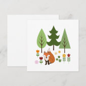 Scandinavische Style Fox Flowers Trees Illustratie (Voorkant / Achterkant)