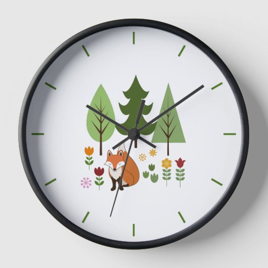 Scandinavische Style Fox Flowers Trees Illustratie (Voorkant)