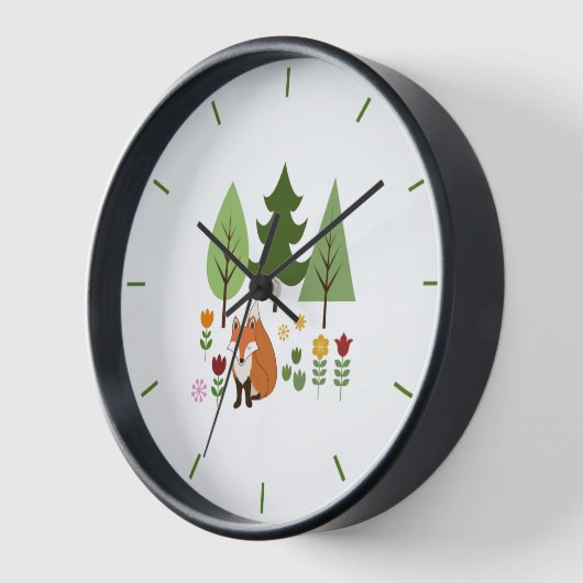 Scandinavische Style Fox Flowers Trees Illustratie (Hoek)