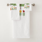 Scandinavische Style Fox Flowers Trees Illustratie Bad Handdoek (Insitu)