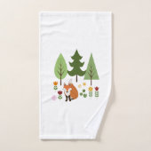 Scandinavische Style Fox Flowers Trees Illustratie Bad Handdoek (Handdoek)