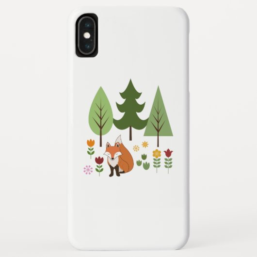 Scandinavische Style Fox Flowers Trees Illustratie Case-Mate iPhone Case (Achterkant)