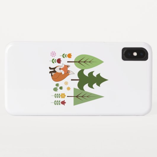 Scandinavische Style Fox Flowers Trees Illustratie Case-Mate iPhone Case (Achterkant (horizontaal))