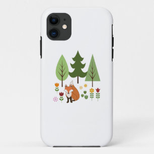 Scandinavische Style Fox Flowers Trees Illustratie Case-Mate iPhone Case