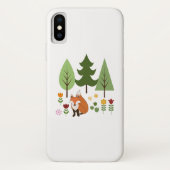 Scandinavische Style Fox Flowers Trees Illustratie Case-Mate iPhone Case (Achterkant)