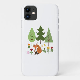 Scandinavische Style Fox Flowers Trees Illustratie Case-Mate iPhone Case
