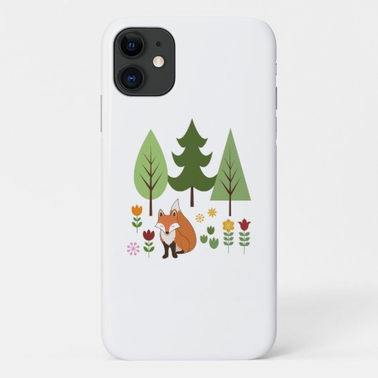 Scandinavische Style Fox Flowers Trees Illustratie Case-Mate iPhone Case (Achterkant)